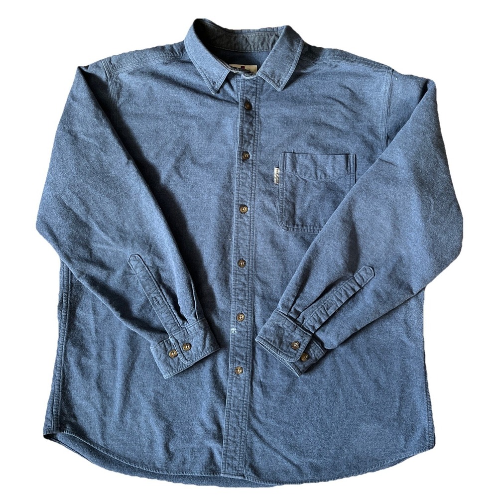 Woolrich Shirt Men XL Midnight Heather Blue Long Sleeve Button Down Flannel 6433